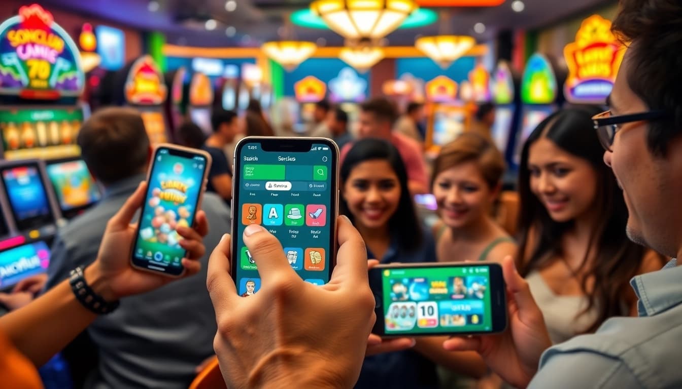 Engaging scene of users enjoying the Sonclub app, showcasing exciting gaming experiences and user-friendly interface.
