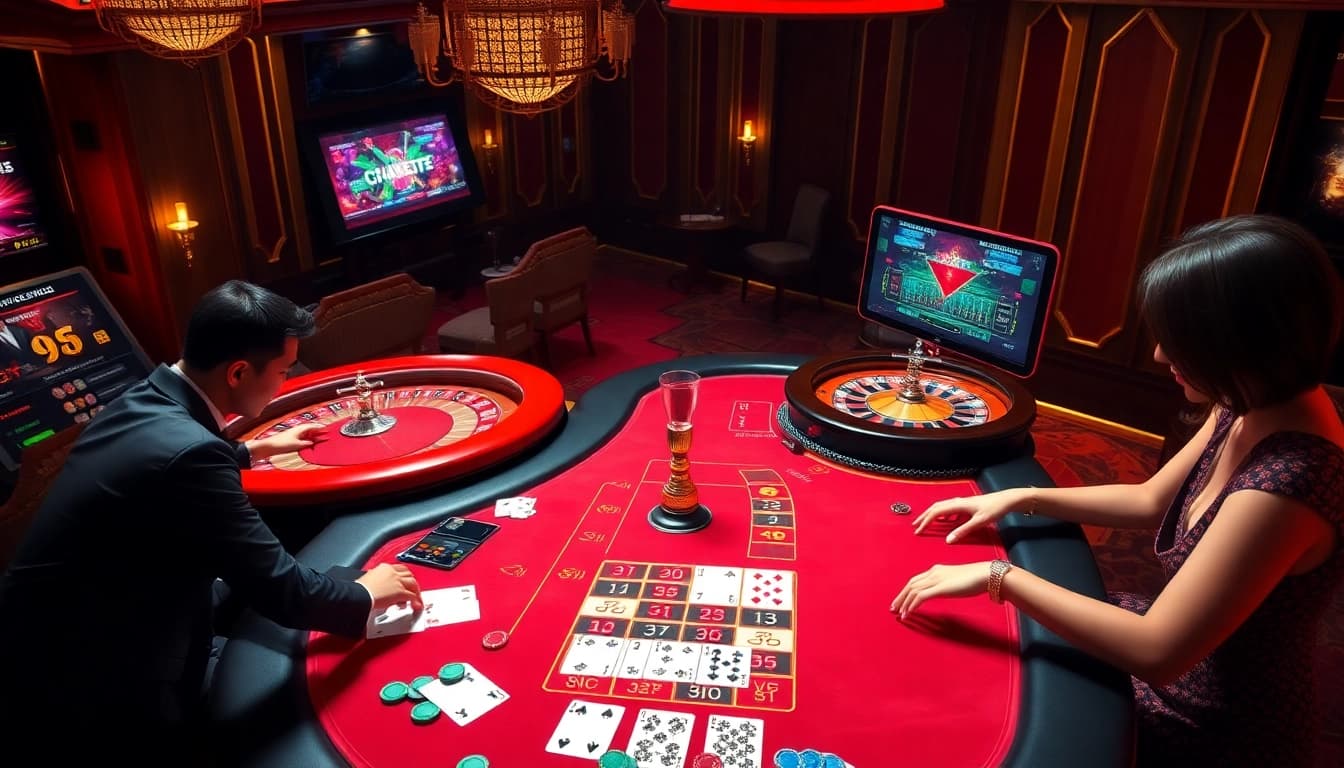 Players enjoying online games at VU88 casino platform highlighted with vibrant graphics.
