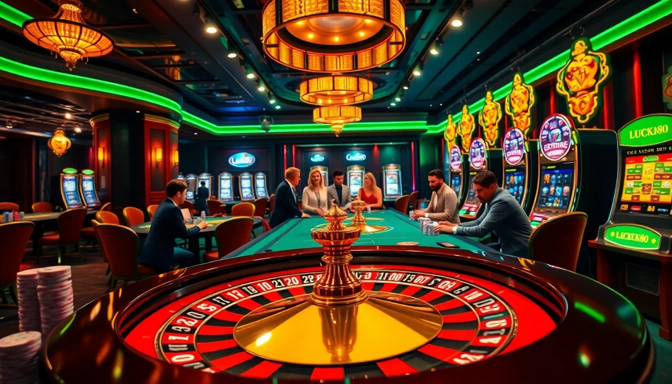 Experience the thrill of winning at Luck8 with poker chips and a vibrant roulette wheel.