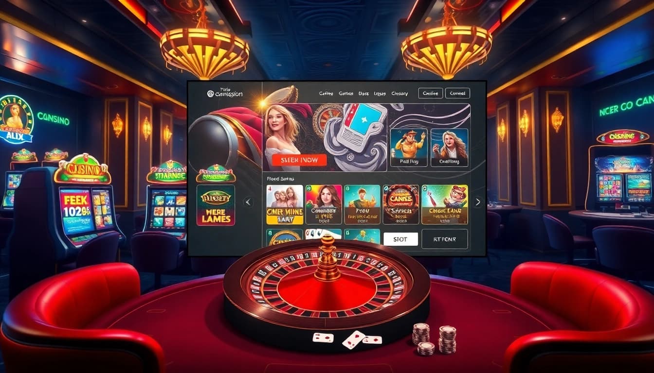 Experience gaming excitement at https://nohu90.social/ with vibrant slot machines and a roulette table.
