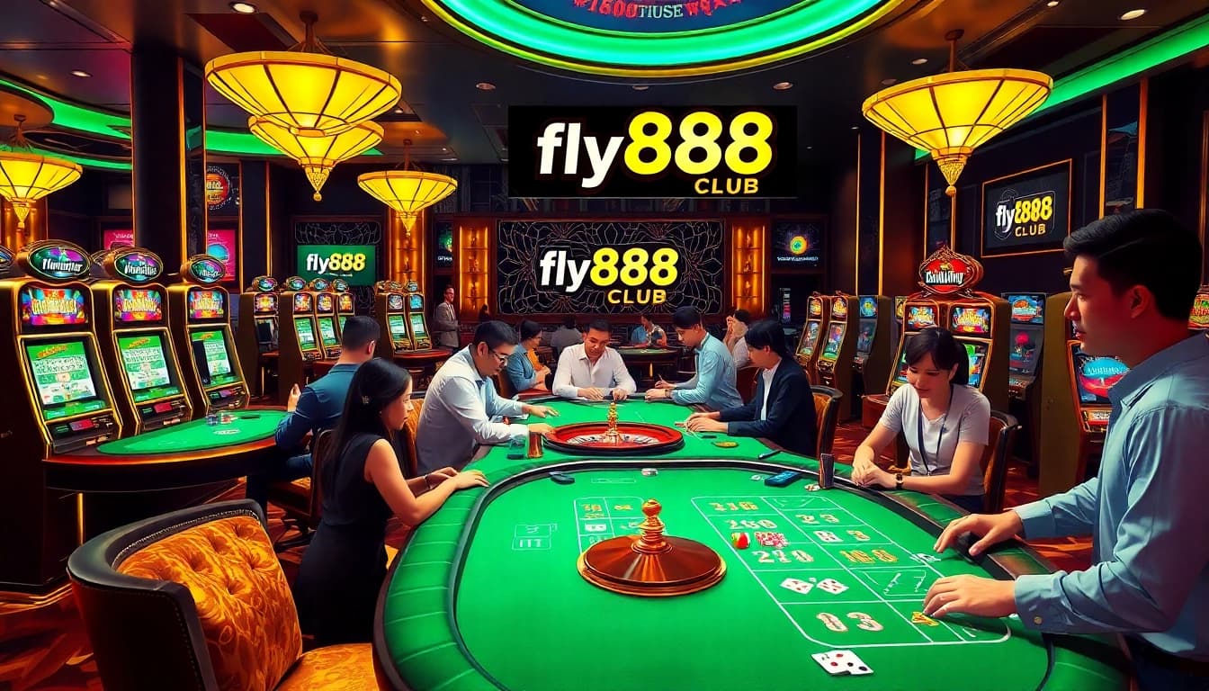 Players enjoying an exciting game at fly888 club in a luxurious casino setting.