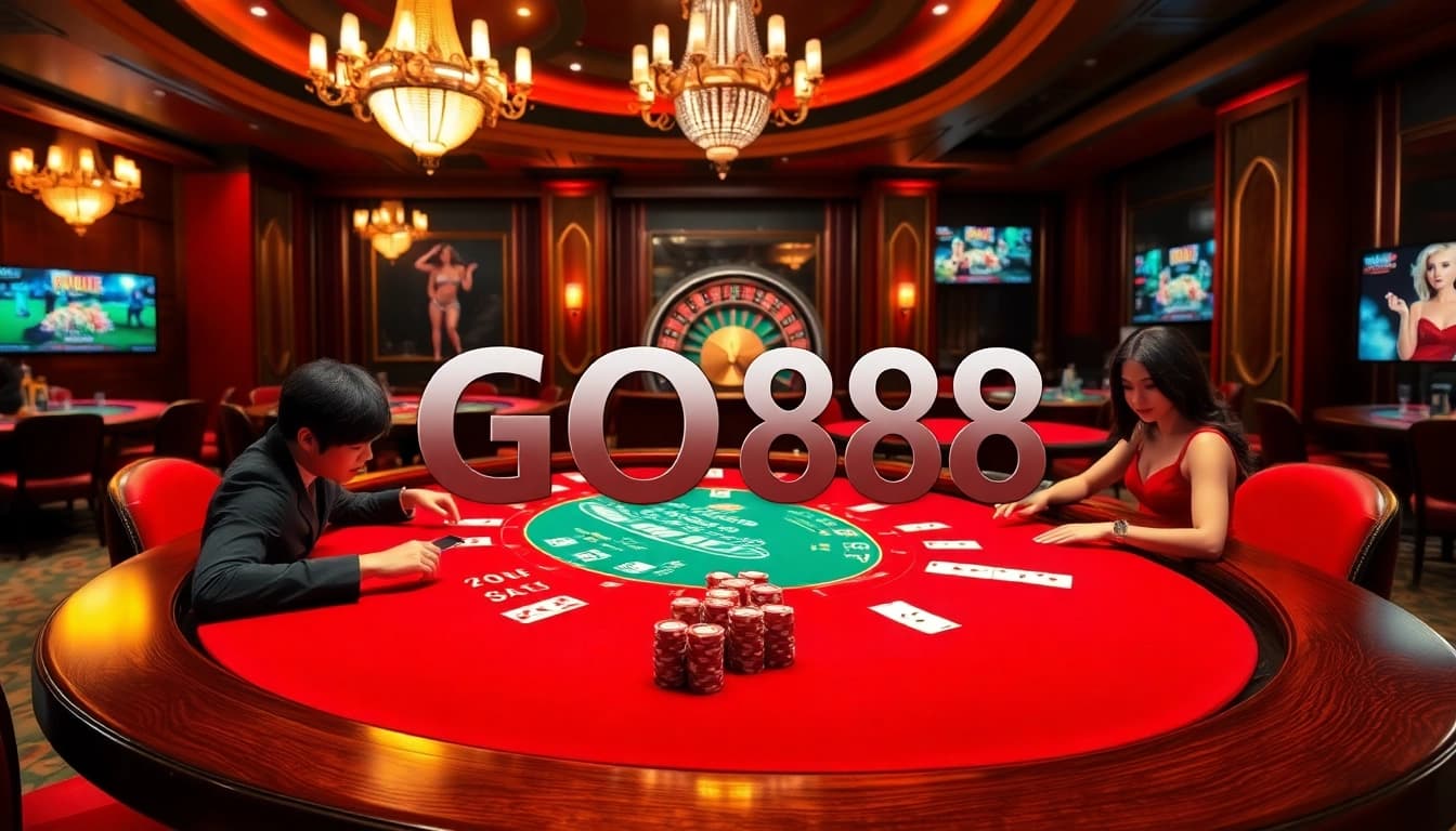 Experience the thrill of GO88 at a luxury casino table with engaging players and exciting gameplay.