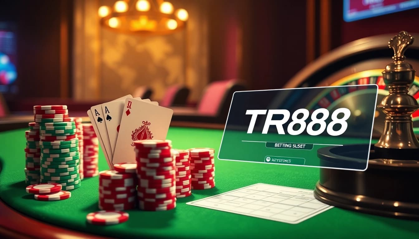 Experience the thrill of high-stakes gambling with TR88 at a luxurious casino table.