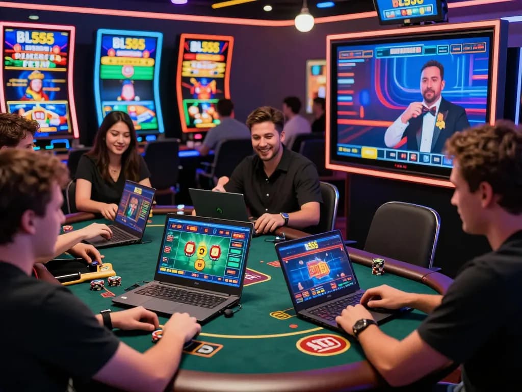 Engaged players enjoying the dynamic online gambling experience at BL555 with vibrant virtual games.