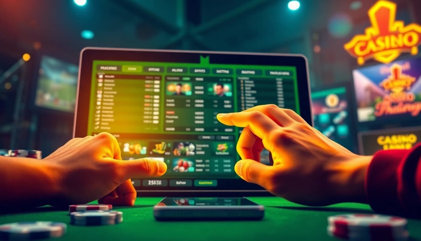 Interactive gambling interface on https://onew88.com/, showcasing live betting and casino games in a vibrant setting.