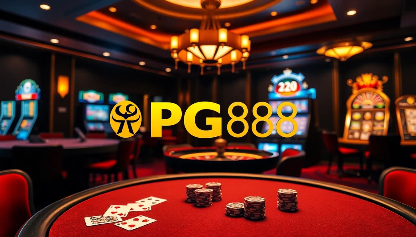 Experience the thrilling games at PG88 Casino featuring poker tables and roulette wheels.