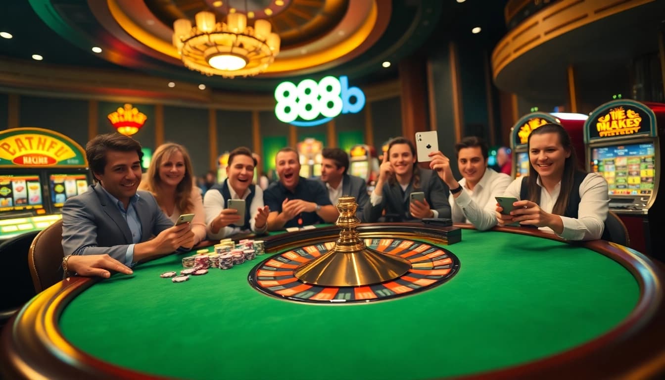 Players engaged in a thrilling poker game at 888b casino.