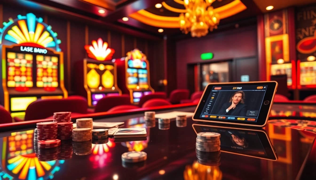 Exciting gambling experience at 789p casino with vibrant tables and slot machines.