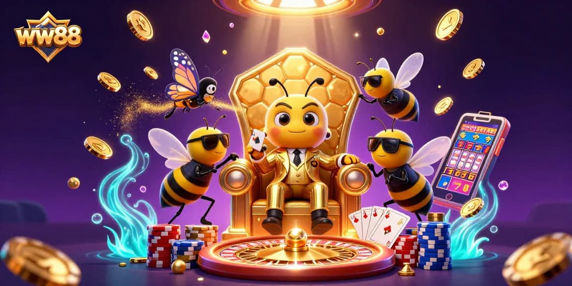Spin and win at ww88 with the bumblebee mob boss in an extravagant casino setting.