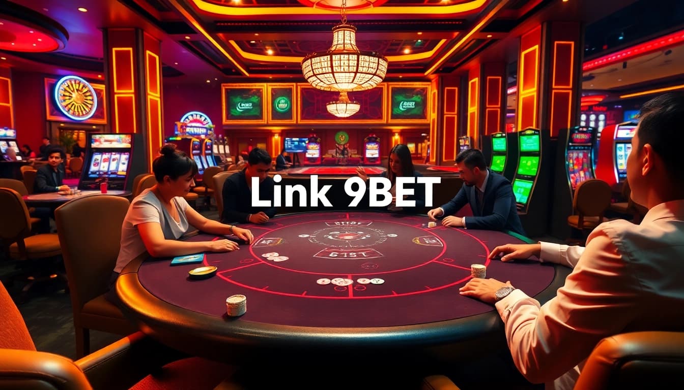 Experience thrilling poker action at a luxurious casino while discovering Link 9BET winnings.
