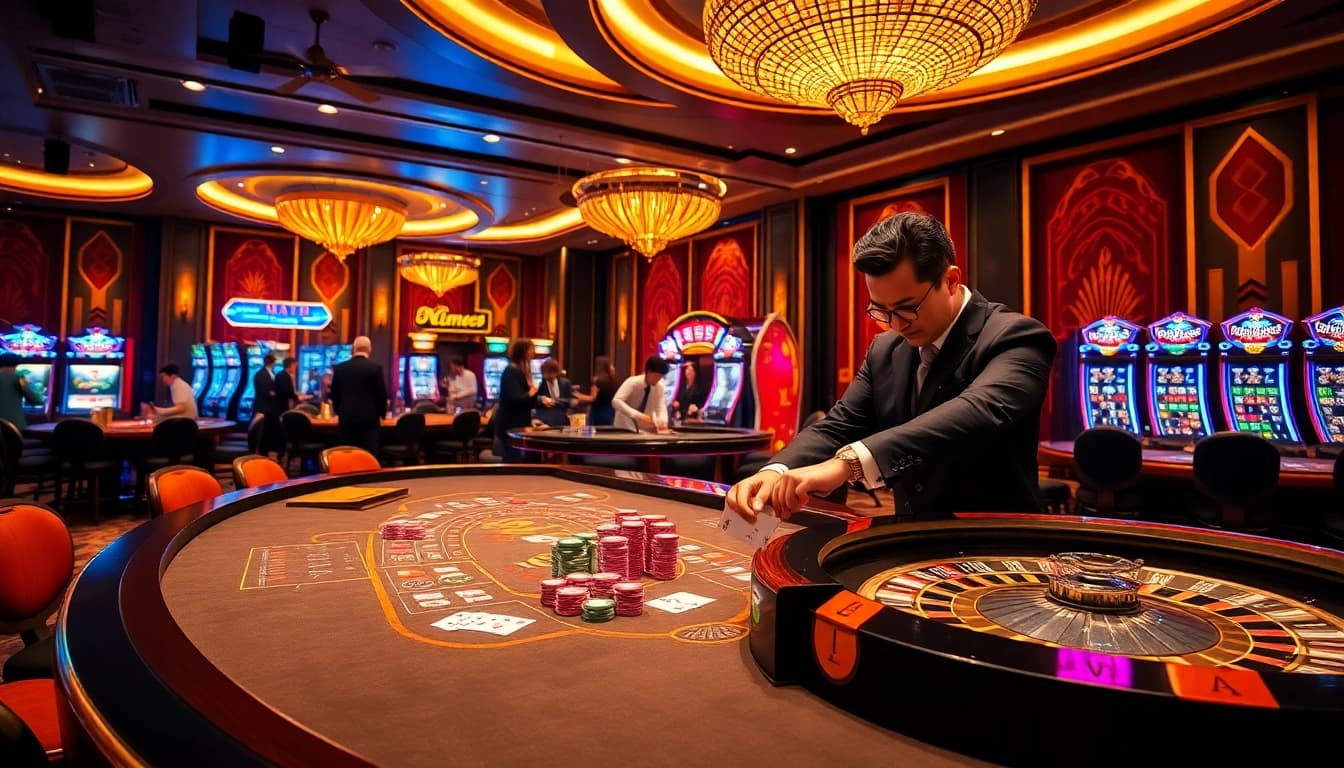 Experience excitement at nhà cái uy tín with lively casino tables and vibrant gambling action.