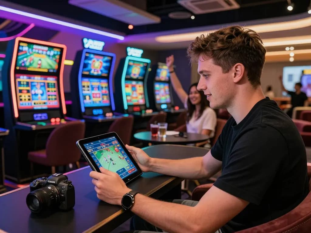 Exciting gaming scene at VAOBET, showcasing players engaging in live betting with vibrant screens.