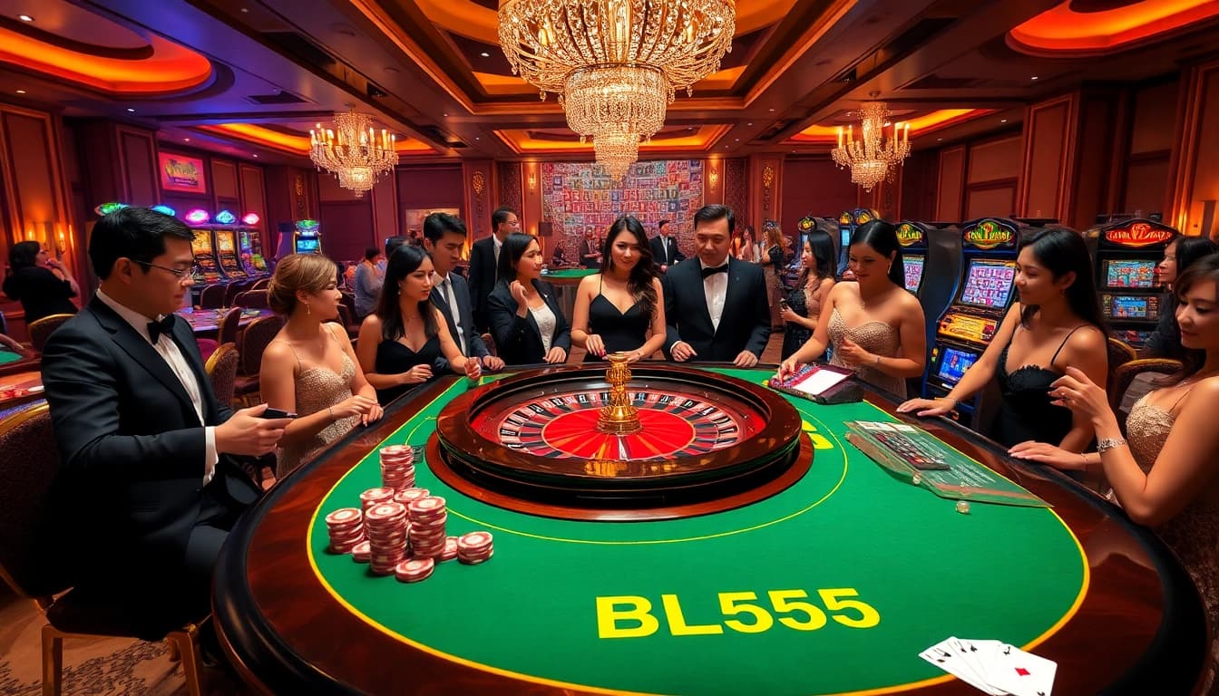 Players enjoy a thrilling roulette game at BL555, showcasing excitement and elegance in casino betting.