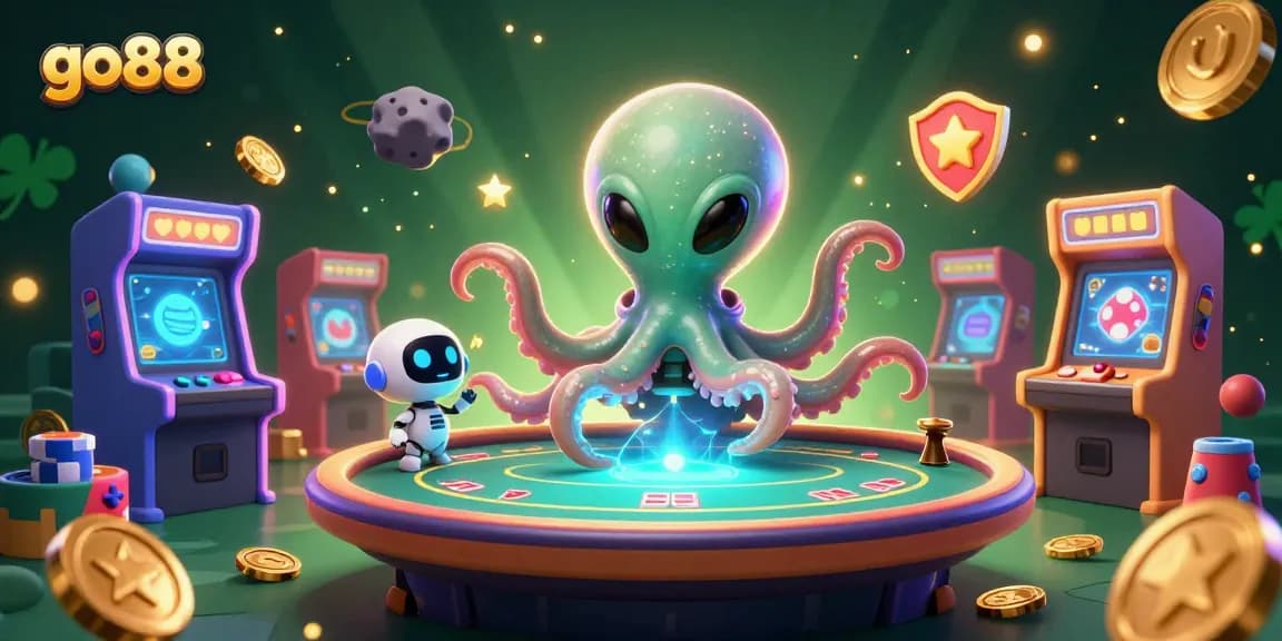 Engage with go88 while enjoying a vibrant alien poker scene filled with thrilling casino elements.