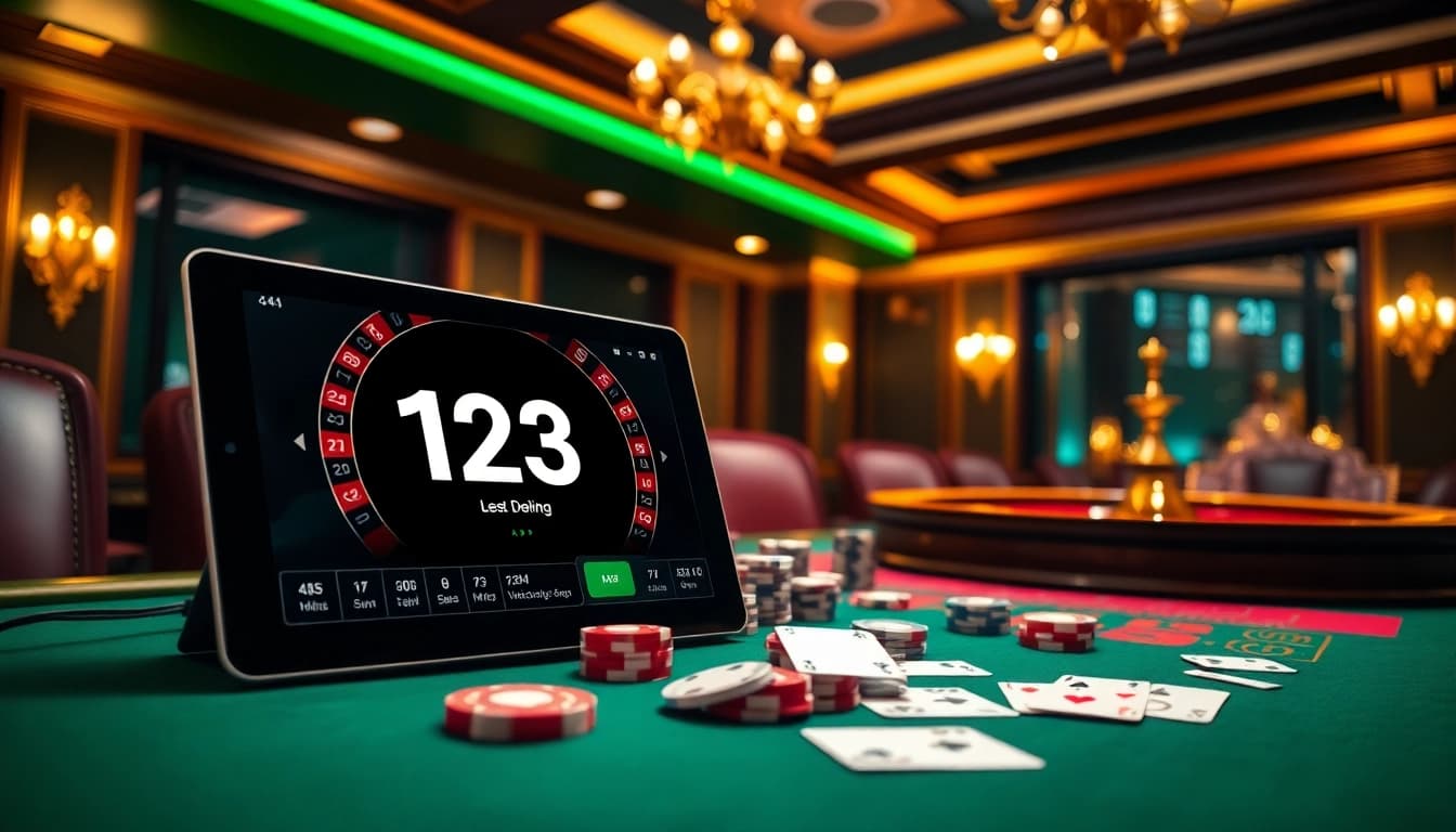 NẠP TIỀN 123GA with vibrant online gambling setting featuring roulette wheel and poker chips