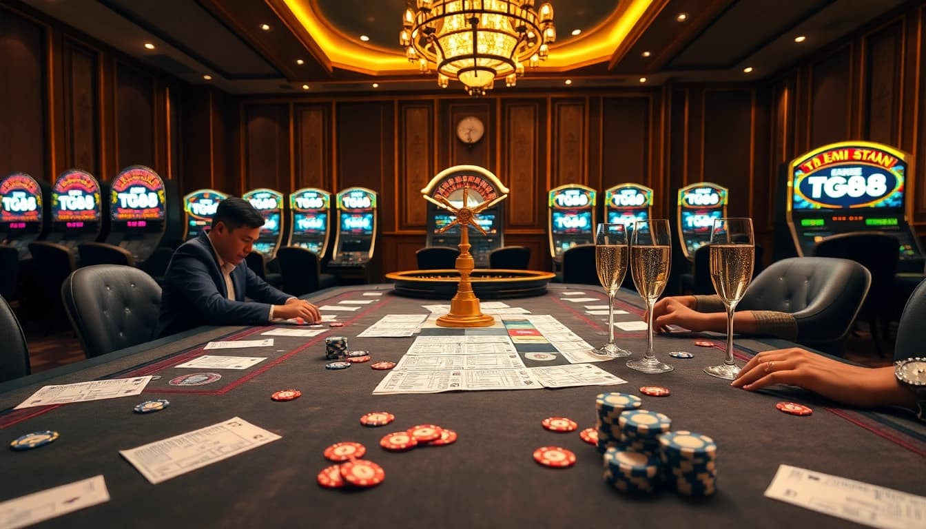 Experience thrilling gameplay at TG88 with vibrant Tài Xỉu table and colorful chips.