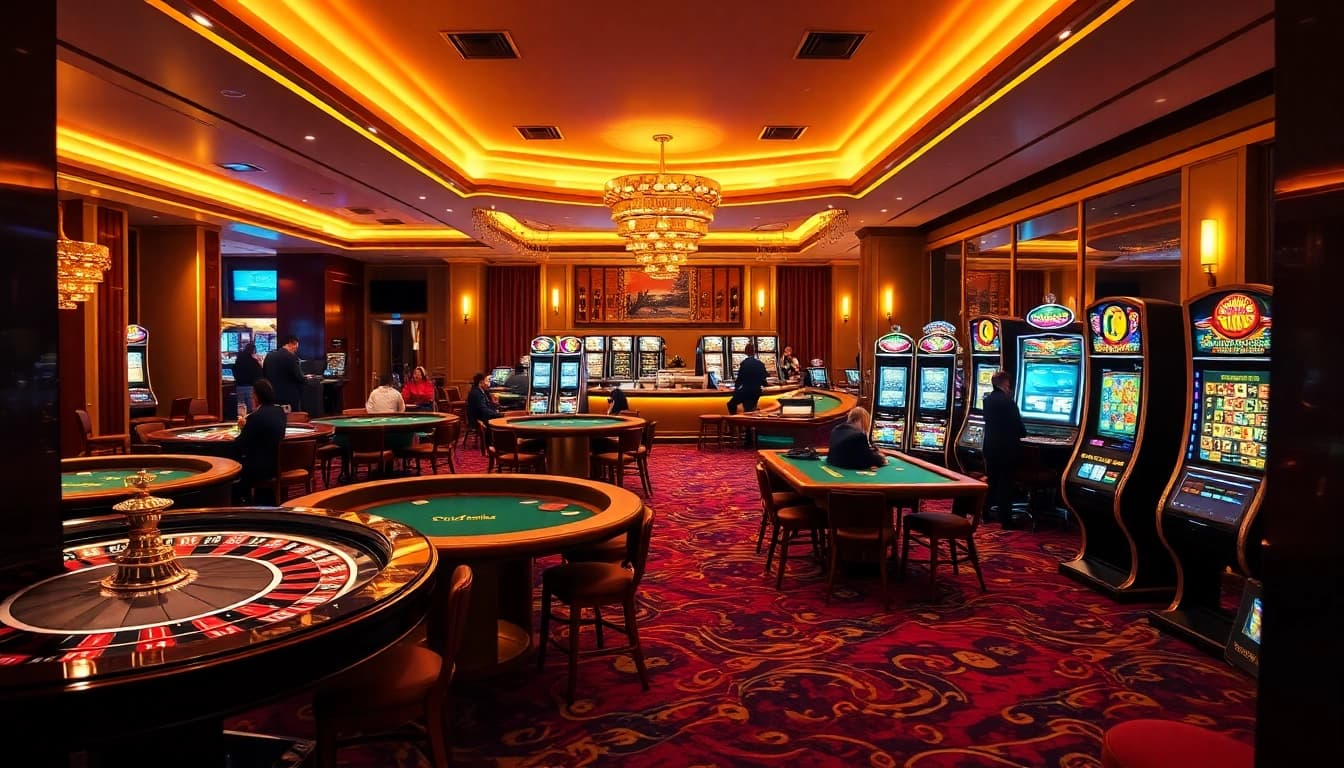 KJC Football showcases thrilling casino gaming action with poker tables and vibrant slot machines.