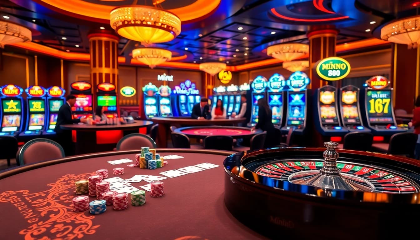 Experience the excitement of mint88 at a luxurious casino poker table with vibrant chips and cards.