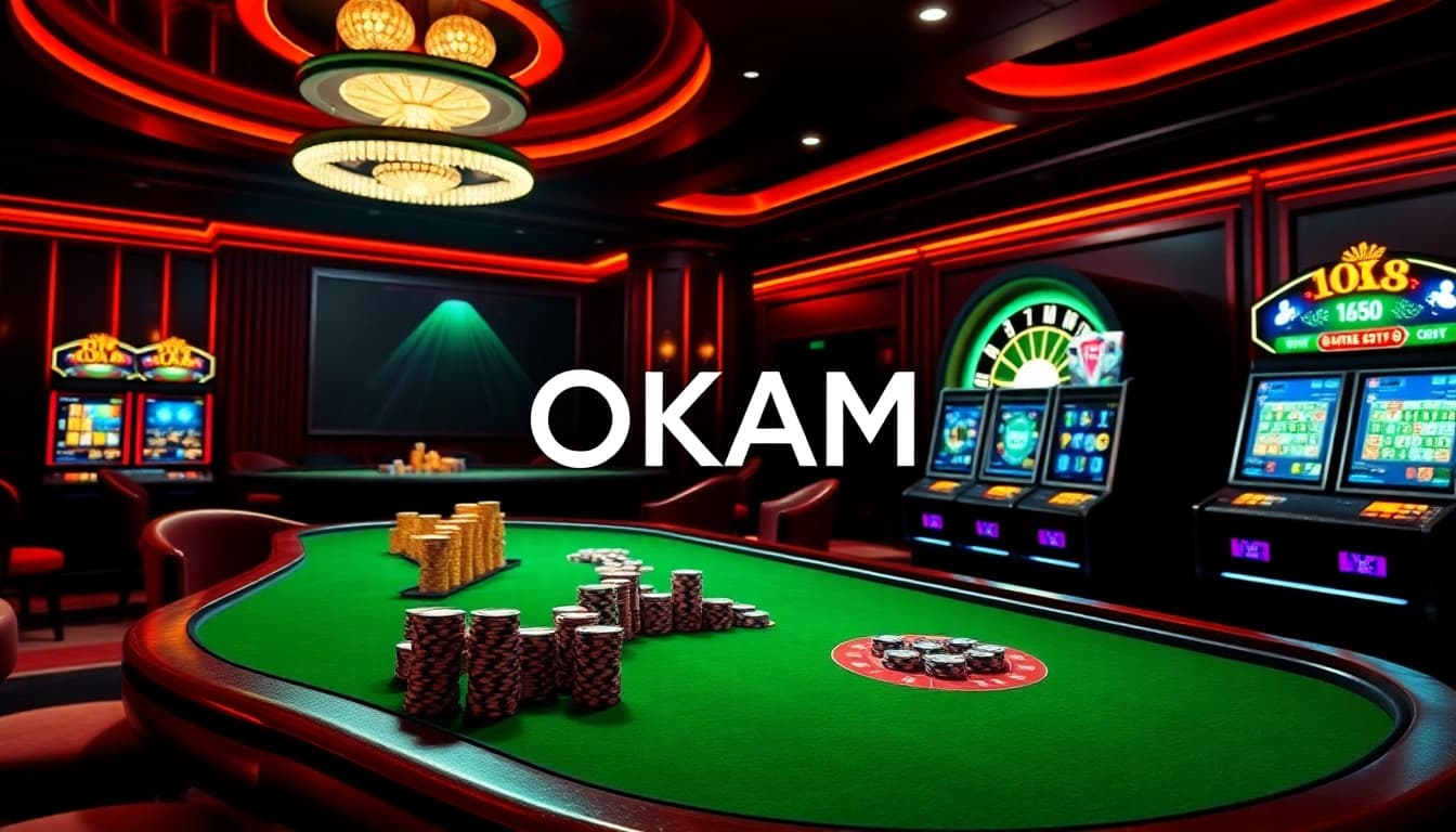 Experience OKATM's premium online casino with vibrant tables, chips, and thrilling game interfaces.