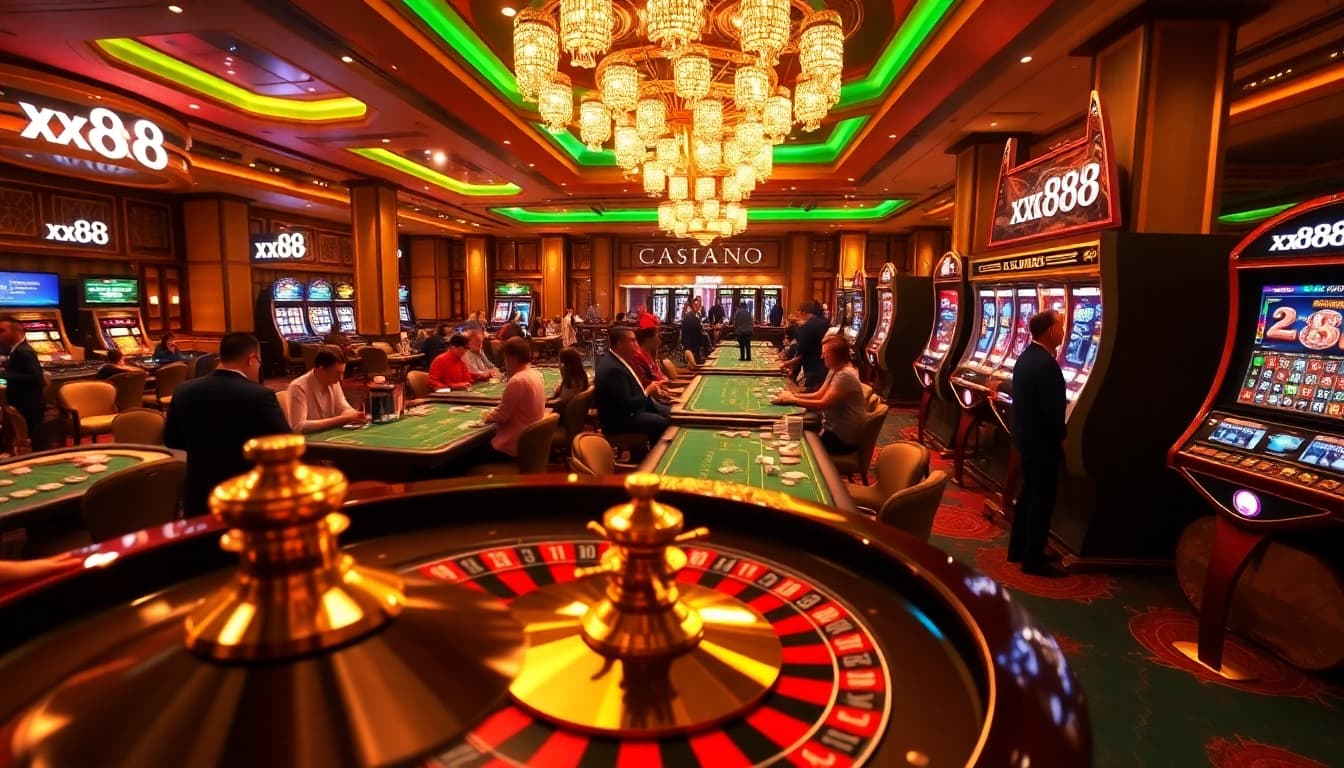 Experience the thrill of gambling at xx88 with exciting casino games and vibrant lights.