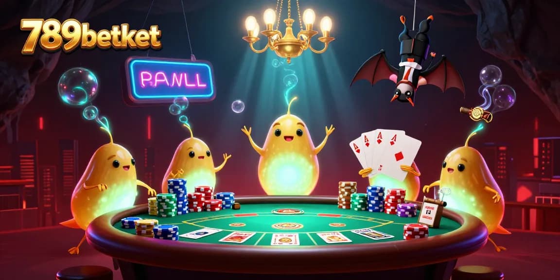 Experience the thrilling aura of 789betket with a glowing casino scene featuring vibrant poker action.