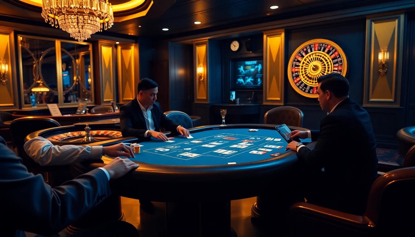 Experience thrilling casino action at KP88 with a live dealer managing a high-stakes poker table.