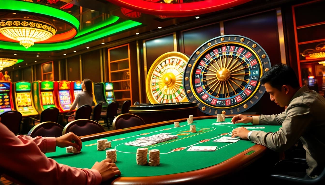 Players enjoying a high-stakes poker game at ee88 casino.