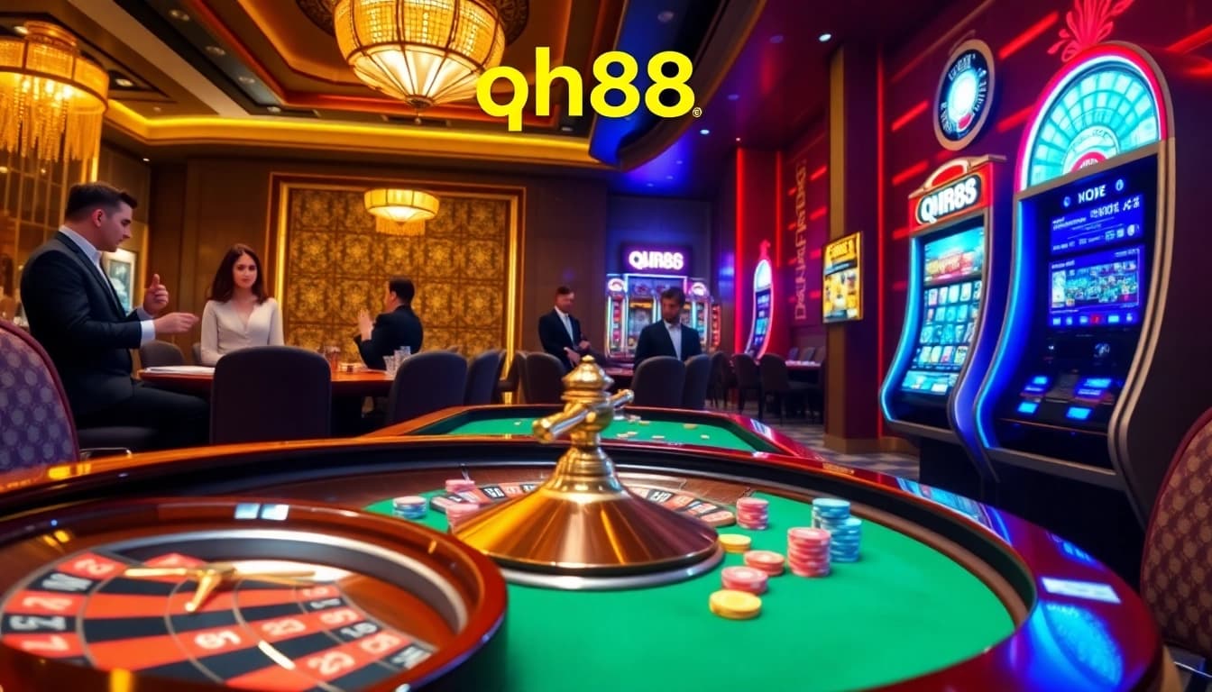 Experience thrill at QH88 casino with vibrant roulette and engaging poker gameplay.