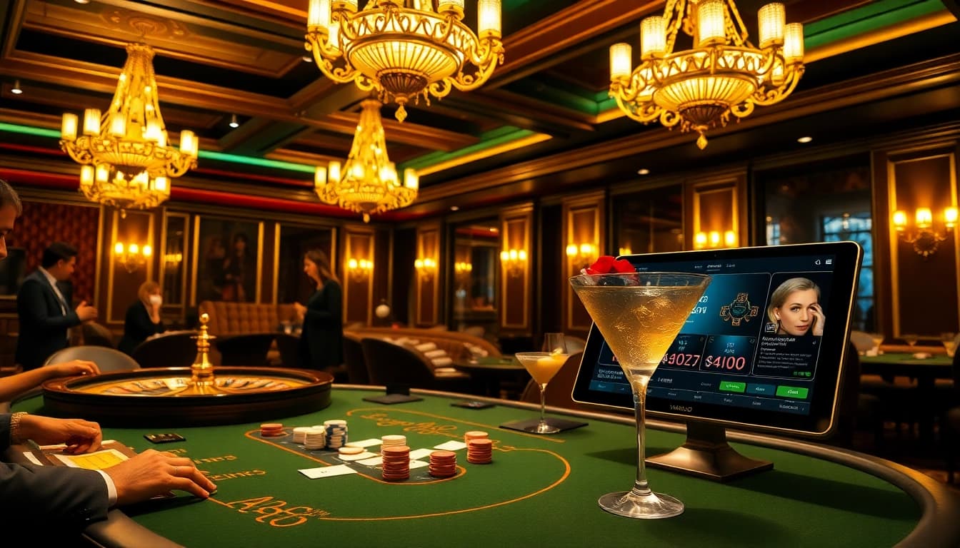 Experience high-stakes action at vaoluoitv.pro with vibrant casino visuals capturing poker tables and roulette excitement.