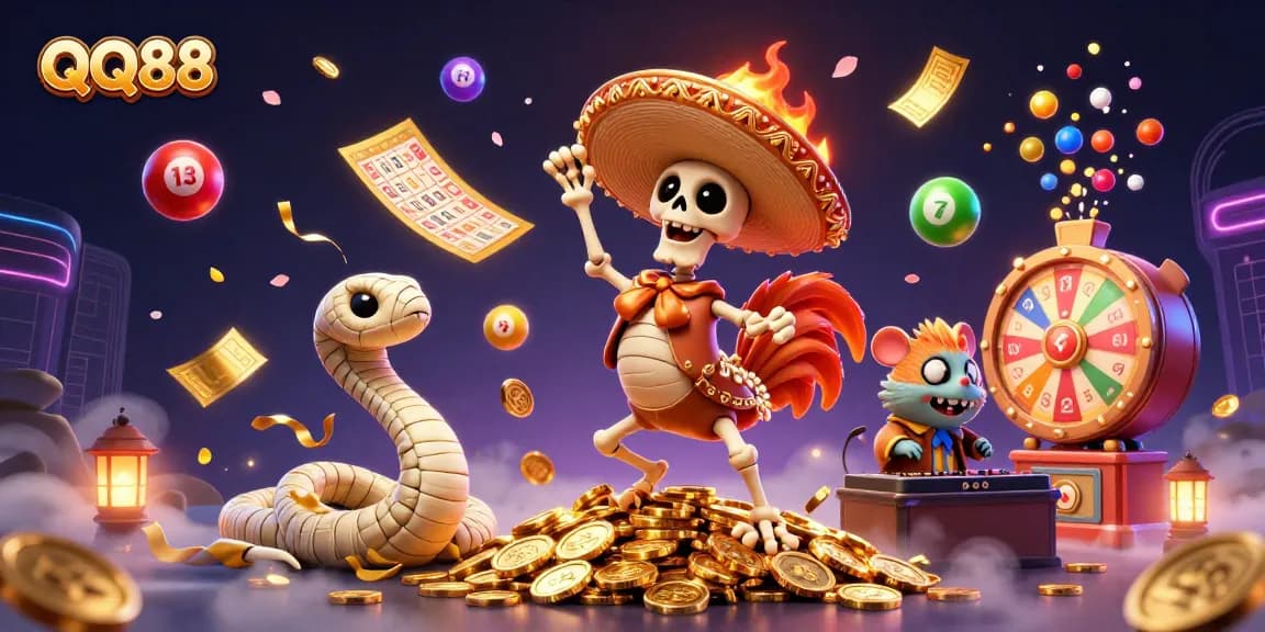 Engage with thrilling QQ88 casino games, featuring vibrant characters and dynamic elements in action.