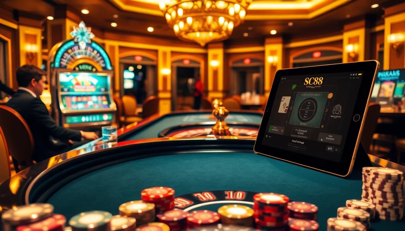 Experience the excitement of gambling at Nhà Cái SC88 with vibrant casino visuals and engaging gameplay.