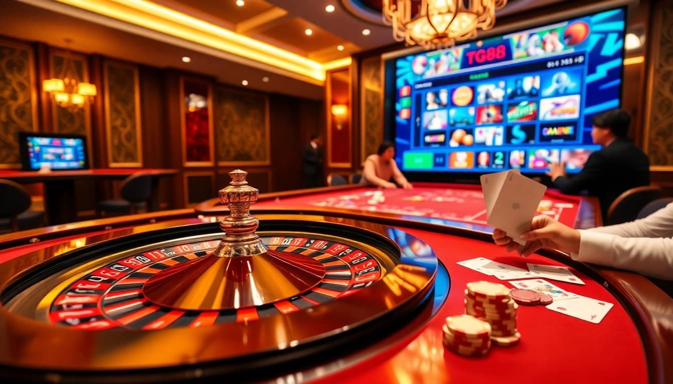 Experience the thrill of professional gambling at TG88 with vibrant casino games in action.