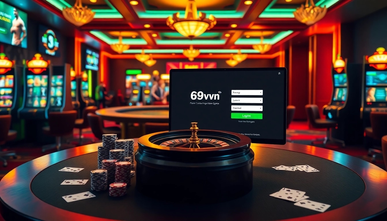 Experience the excitement of 69vn đăng nhập with a professional casino setting showcasing vibrant gaming elements.