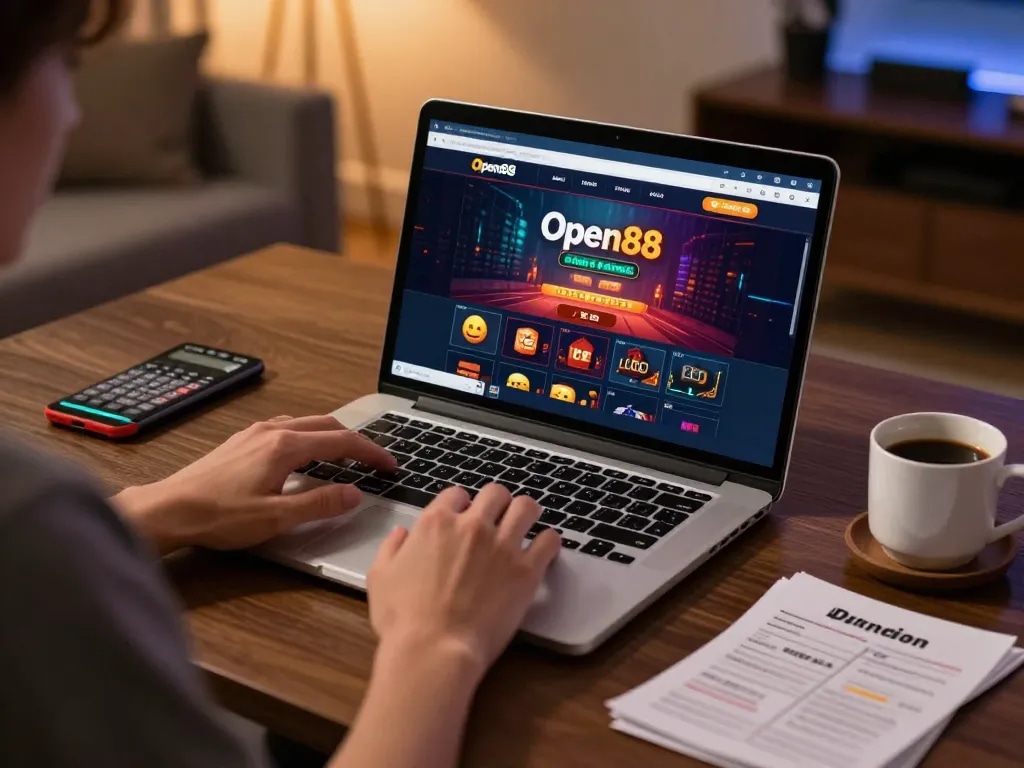 Engaging in gameplay on trang chủ open88 at a comfortable home setup, highlighting online gambling.