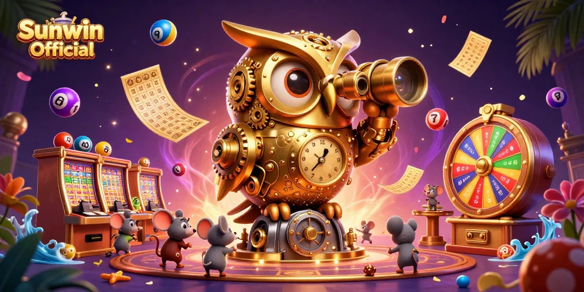 Experience the vibrant excitement of Sunwin Official with this dynamic casino scene filled with playful characters and interactive gaming elements.