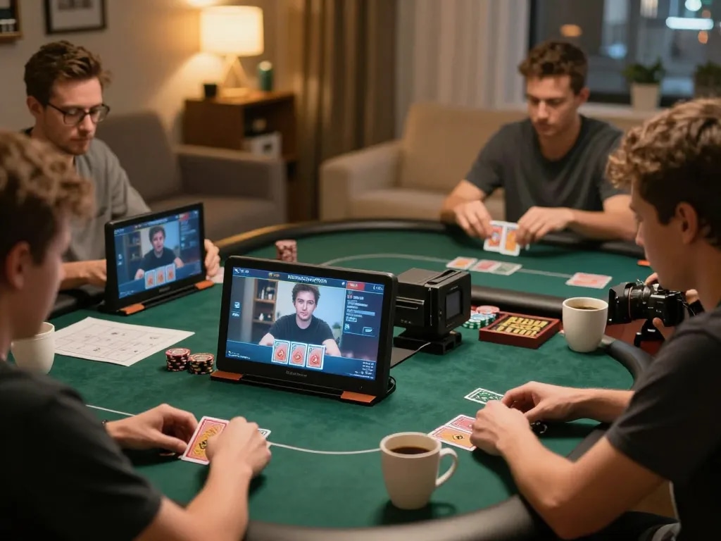 Players enjoying strategic online poker gameplay on nn888 platforms in a cozy setting.