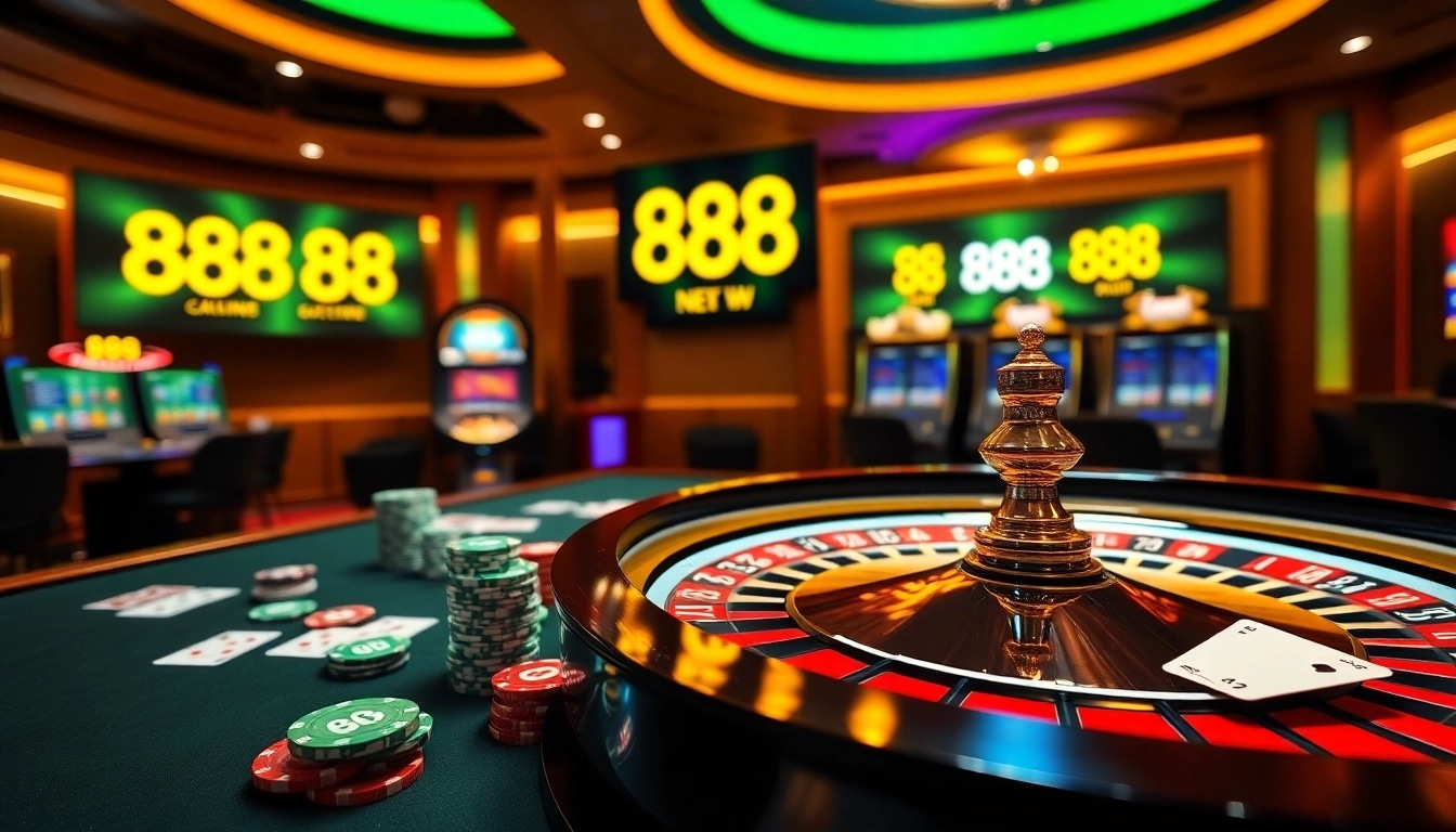 Engaging scene of online gambling featuring 888 NEW gaming elements and players in action.