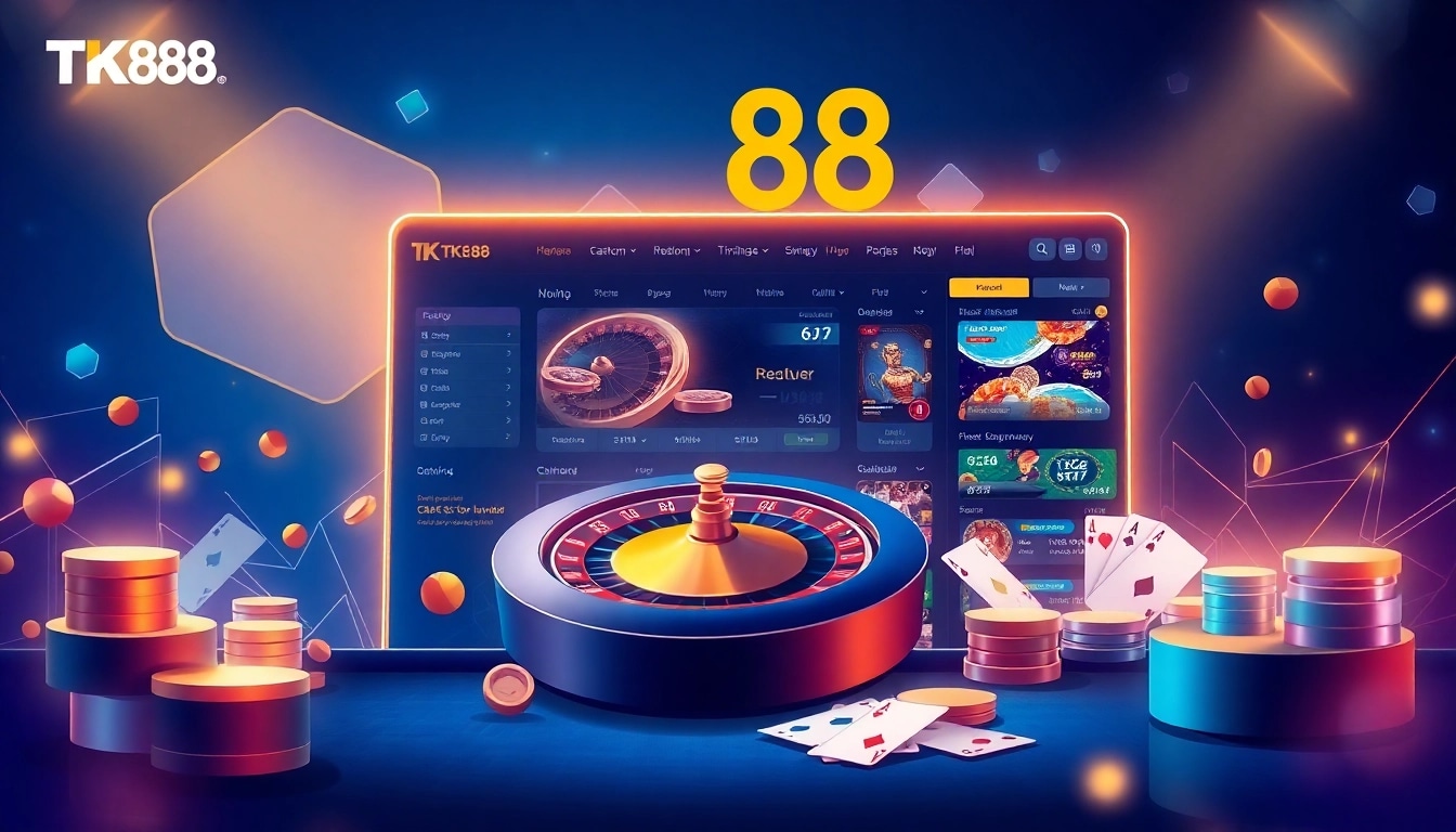 Experience the thrill of online gambling with TK88win.live, showcasing a modern interface with interactive games.
