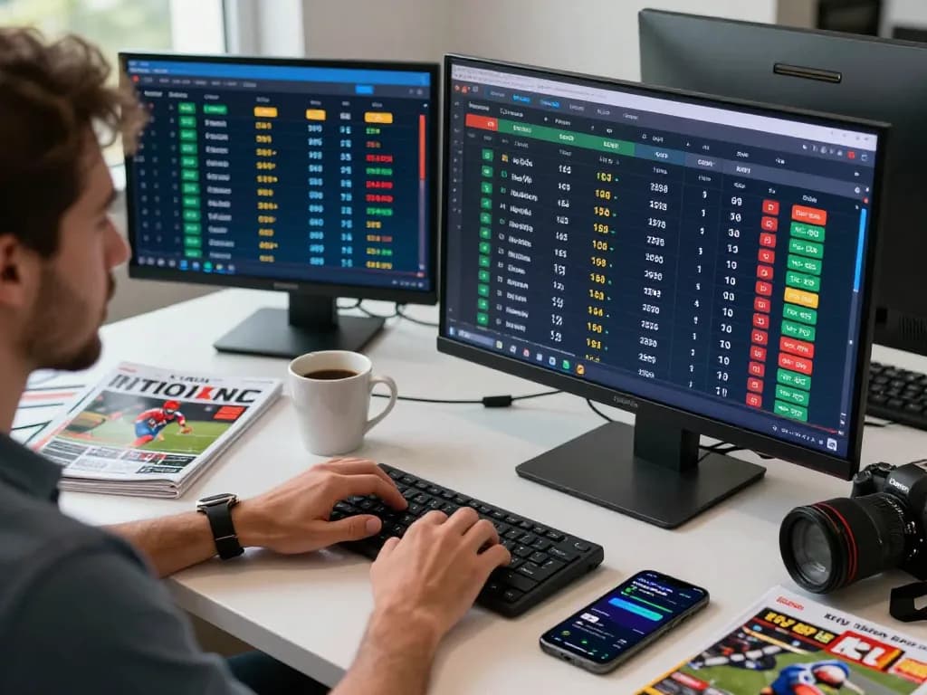 Enthusiastic bettor analyzing tỷ lệ kèo nhà cái in a dynamic betting environment.
