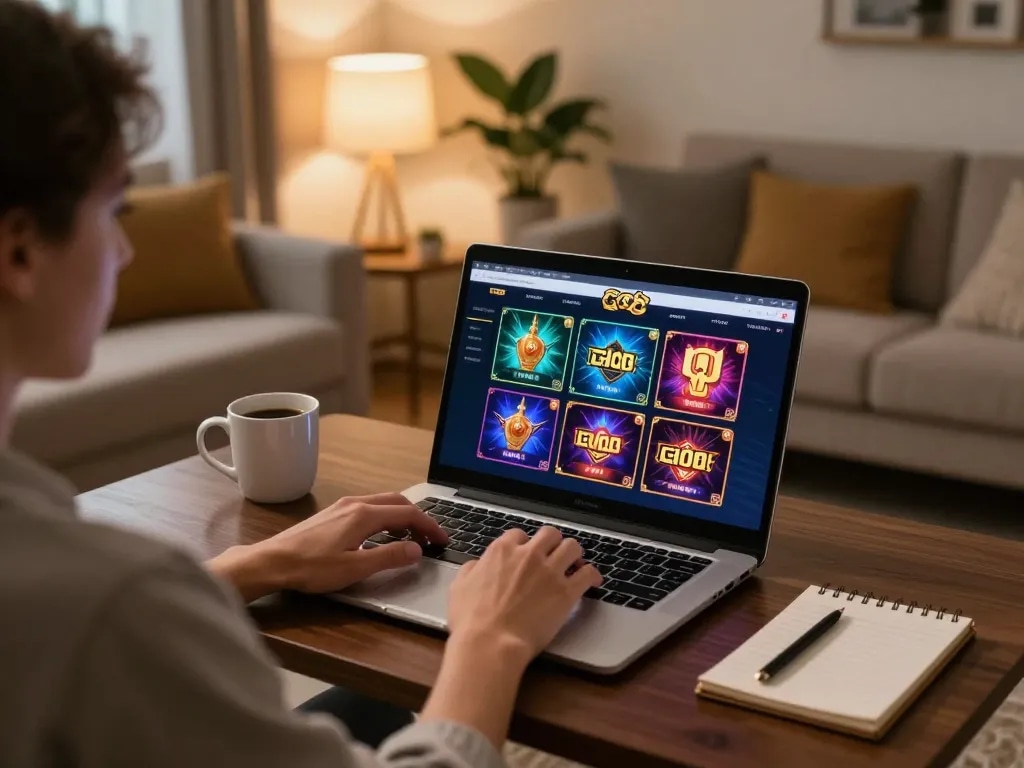 Gambling enthusiast immersed in strategic online gaming on GO8 com from home setup with modern decor.