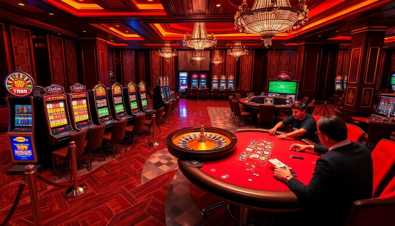 Experience the thrill of the TK88 casino with dynamic slot machines and vibrant gaming tables.