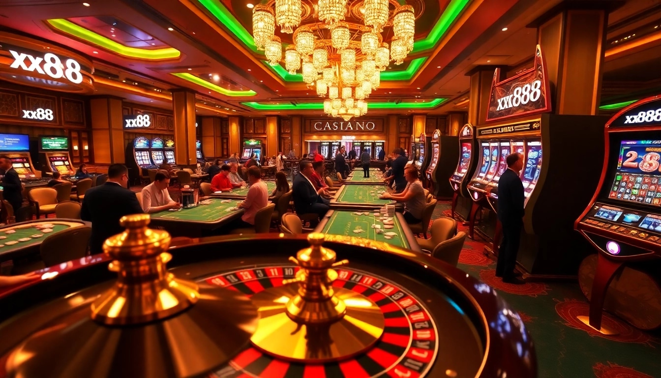 Experience the thrill of gambling at xx88 with exciting casino games and vibrant lights.