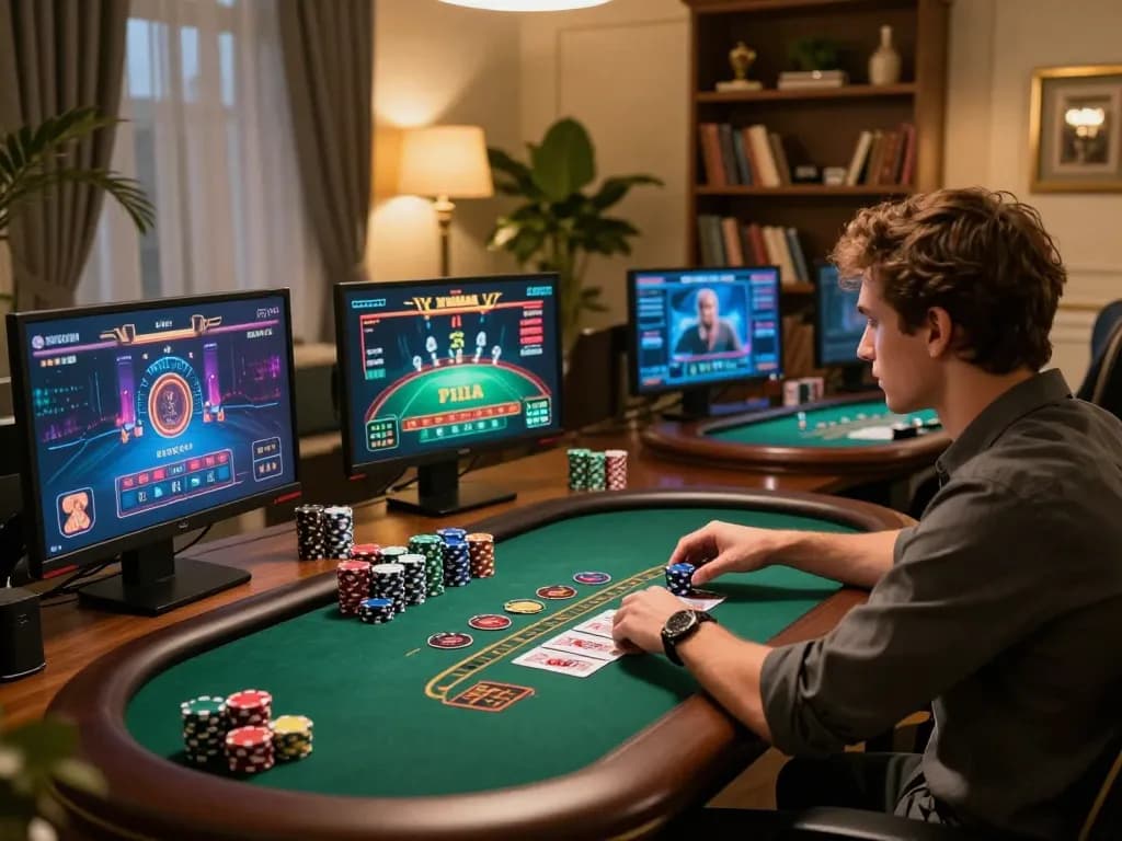 Engaging in strategic gameplay on XXGG's mobile app for blackjack with vibrant graphics and a cozy atmosphere.