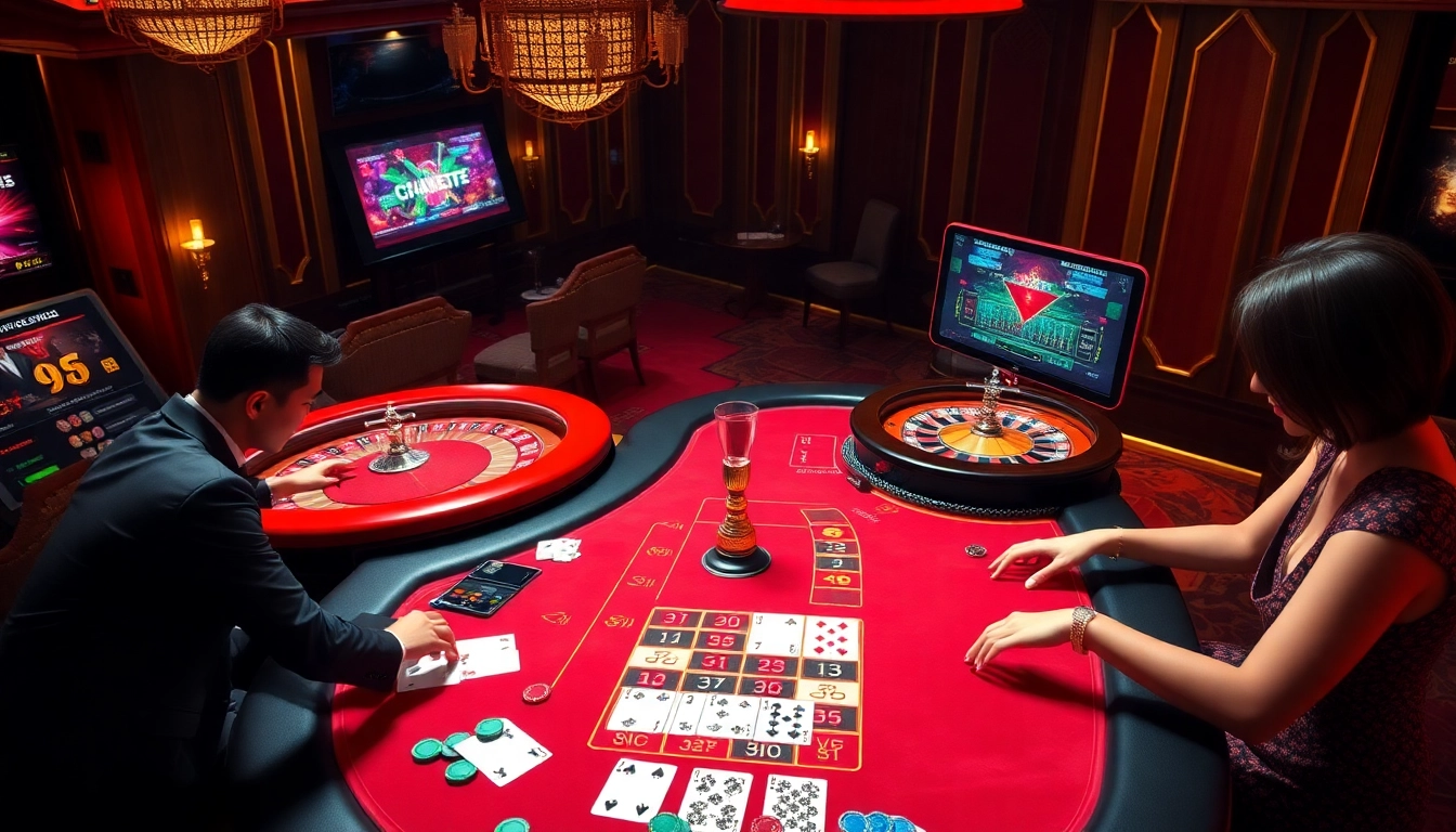 Players enjoying online games at VU88 casino platform highlighted with vibrant graphics.
