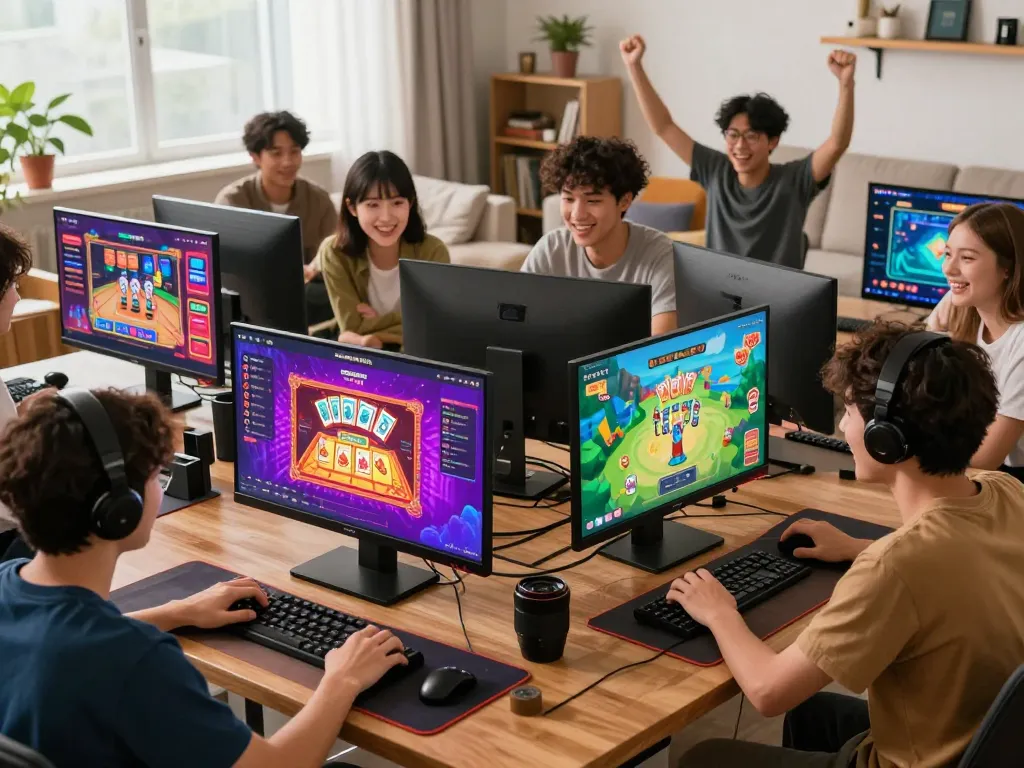 Engaged players enjoying diverse games on the Sunwin platform, showcasing vibrant gaming experience.