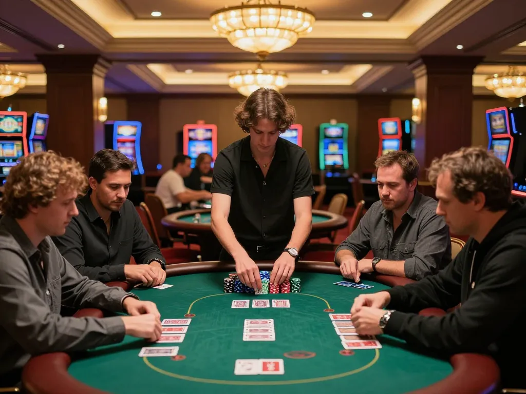 Experience the thrill at a poker table with 888VND, showcasing strategic gameplay and rich casino atmosphere
