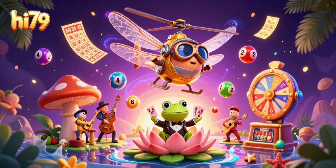 Experience the excitement of hi79 with a vibrant casino scene featuring dynamic lottery elements.