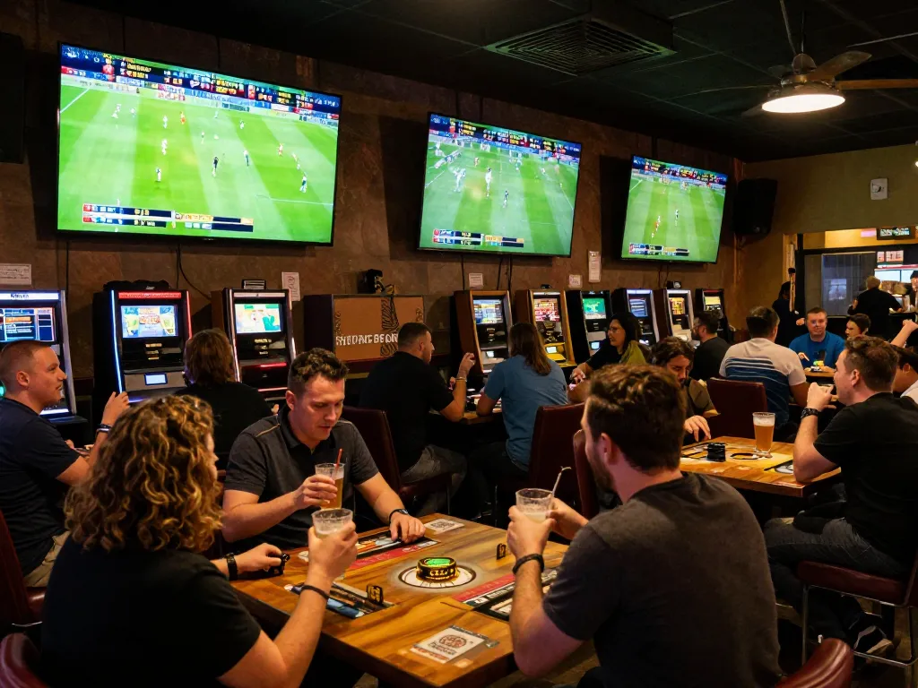 Fan engagement during footballresults betting at a sports bar with live game displays