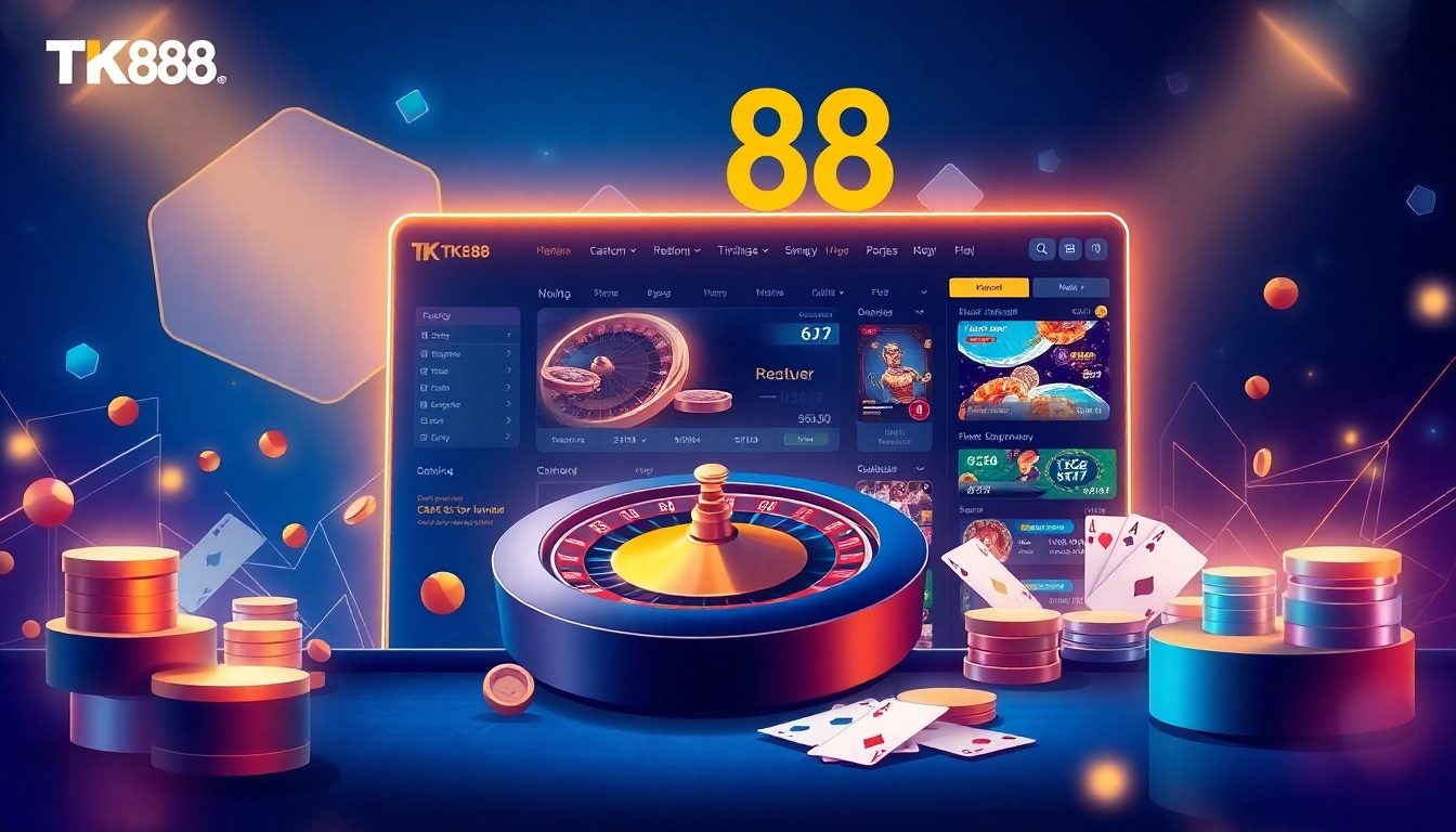 Experience the thrill of online gambling with TK88win.live, showcasing a modern interface with interactive games.