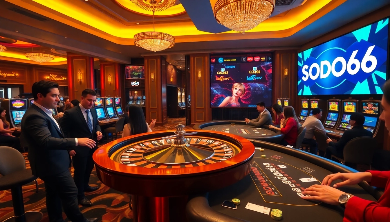 SODO66 players enjoying a thrilling casino experience with roulette, poker, and slots.